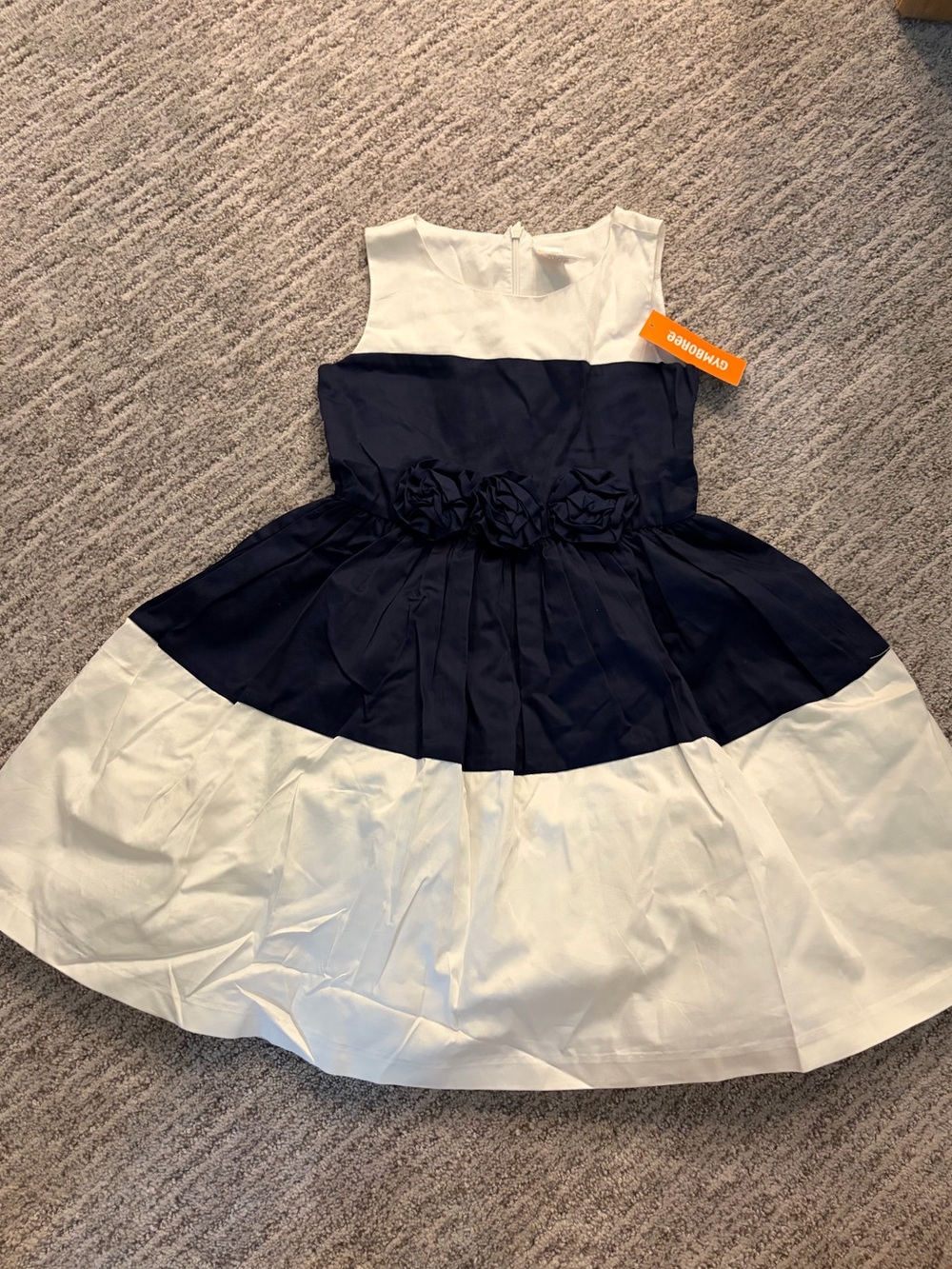 Gymboree Navy and White Floral Waist Party Dress